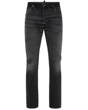 Philipp Plein Jeans Met Distressed Details - Zwart