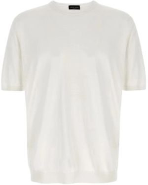 Roberto Collina Ecru Baumwoll Rundhals Pullover - Weiß