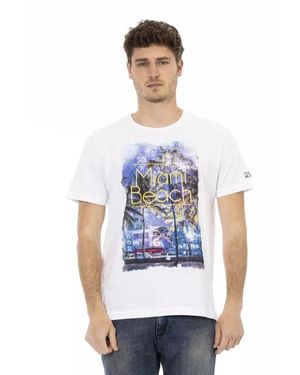 Trussardi Elegante maglietta bianca in misto cotone per uomini - Bianco