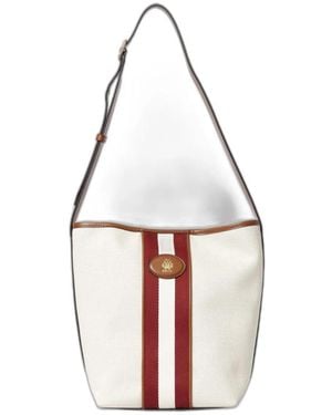 Bally Cotton Flax Linen Shoulder Bag - White