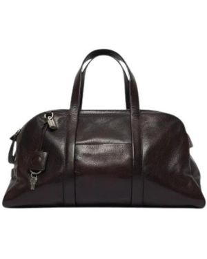 Orciani Off Duty Lagoon Midi Leder Reisetasche - Schwarz