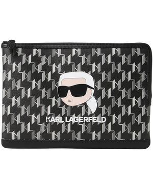 Karl Lagerfeld Kkuik Clutch Monogram - Schwarz