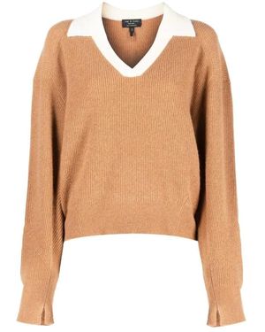 Rag & Bone Truien & Vesten ,Bruin ,Kasjmier Cashmere Casual Sweater - Naturel
