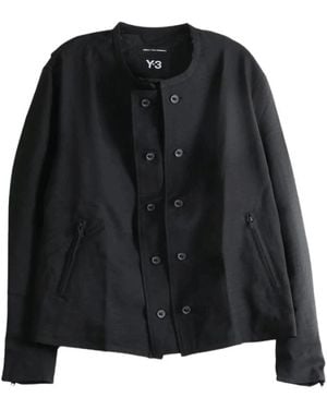Y-3 Double-Breasted Coats - Black