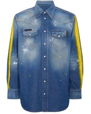 Philipp Plein Denim Shirts - Blue