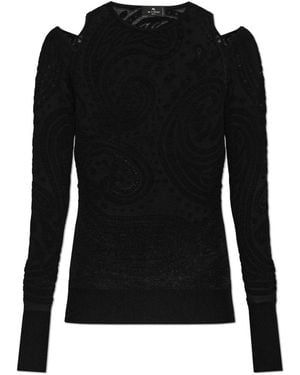 Etro Tops ,Zwart ,Polyester Coltrui Met Schoudersplitten