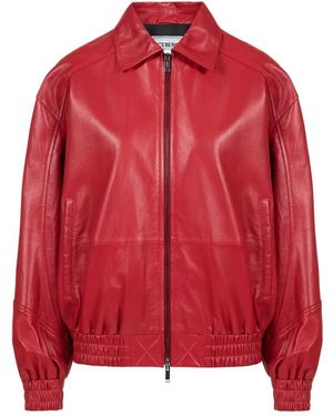 Iceberg Leren Bomberjack, Kort Model - Rood