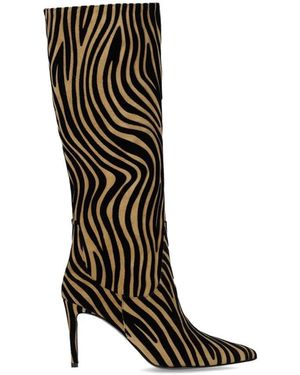 NCUB Schoenen ,Leer Hoge Laars Met Zebraprint - Zwart