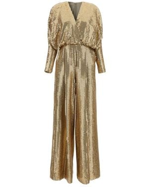Elie Saab Jumpsuits & Playsuits ,Geel ,Tule Jumpsuit Van Paillettenbroderie Tule & Cady - Metallic