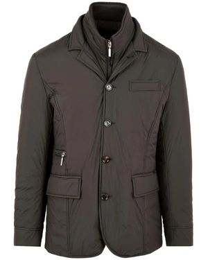 Moorer Marrone cerniera anteriore cappotto tasche - Nero