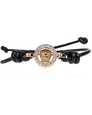 Versace Medusa '95 Crystal Leather Bracelet - Zwart