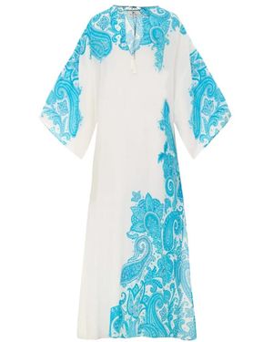 Etro Blauer Und Weißer Kaftan Mit Ikonischem Druck - Pink