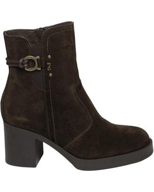 Nero Giardini Schoenen ,Bruin ,Leer Arold Heeled Boots - Zwart