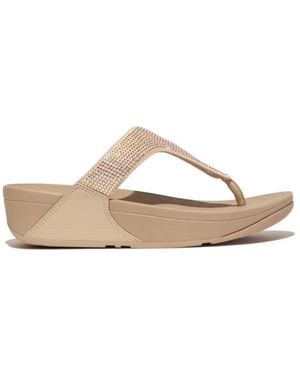 Fitflop Lulu Crystal Toe-Post Sandals Crystal Microfibre Leather - Natural