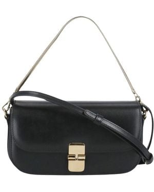 A.P.C. Schicke Leder Umhängetasche - Schwarz