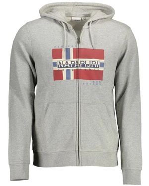 Napapijri Grauer Baumwollpullover Mit Kapuze Und Reißverschluss