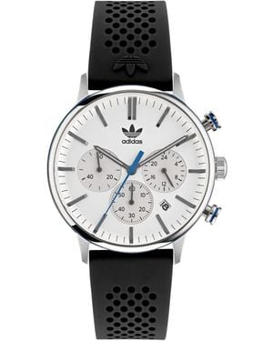 adidas Accessoires ,Zwart ,Leer Code One Chrono Horloge - Metallic