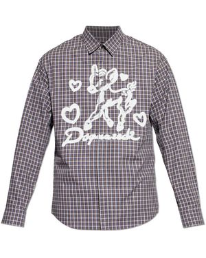 DSquared² Overhemden ,Grijs ,Katoen Printed Shirt - Paars