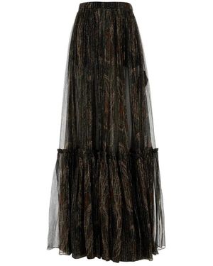 Saint Laurent Geplooide Rok - Zwart