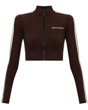 Palm Angels Hoodies & Sweatvesten ,Bruin ,Sweatshirt Met Opgedrukt Logo