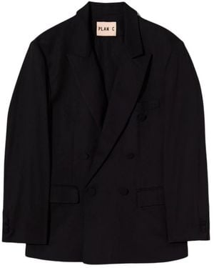 Plan C Zweireihiger Blazer - Schwarz