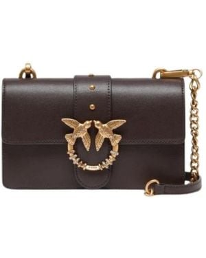 Pinko Tassen ,Bruin ,Leer Love One Mini New Buckle Vitel - Zwart