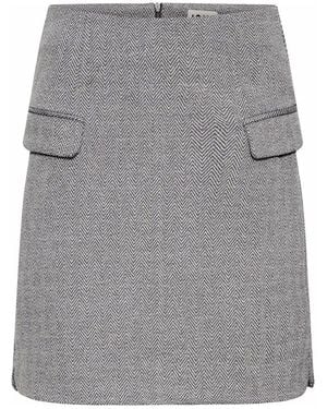 Ichi Jacquard Rokken Sharkskin Herringbone Grijs