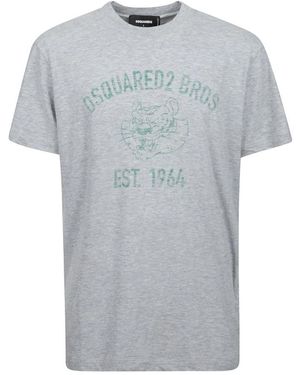 DSquared² Vintage Stijl Bedrukt T-Shirt - Grijs