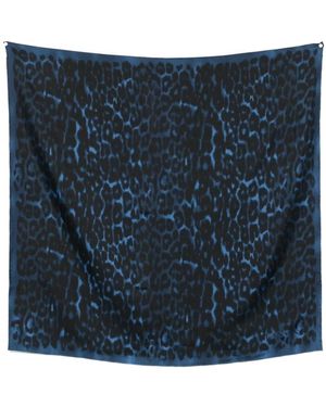 Lanvin Accessoires ,Blauw ,Blauwe Luipaardprint Zijden Sjaal