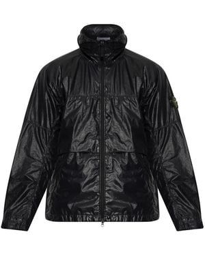 Stone Island Jassen ,Zwart ,Jas Met Verborgen Capuchon