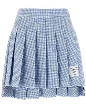 Thom Browne Gingham Katoen Tweed Geplooide Rok - Blauw
