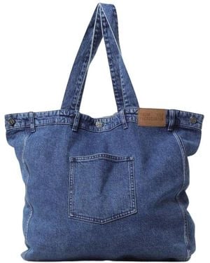 Baum und Pferdgarten Stylische Denim Tote Tasche - Blau