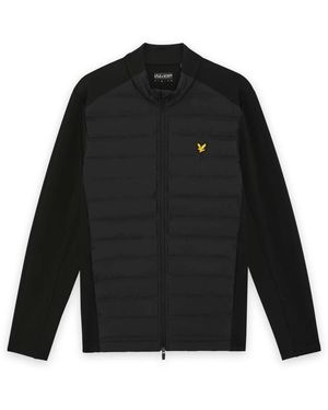 Lyle & Scott Jassen ,Zwart ,Leer Hybrid Gewatteerd Golfjack Met Volledige Ritssluiting