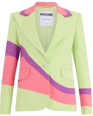 Moschino Jassen ,Groen ,Leer Geometric Striped Blazer