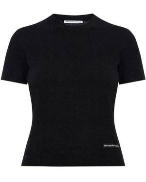 Alexander Wang Kurzärmeliger Pullover Aus Fleece Mit Rundhalsausschnitt - Schwarz
