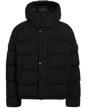 Stone Island Jassen ,Zwart ,Wol Stretch Wool Blend Down Jacket