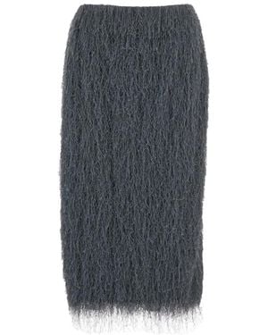 Dries Van Noten Elegante Grijze Midi Rok Voor Vrouwen - Grijs