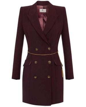 Elisabetta Franchi Double-Breasted Coats - Purple