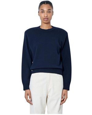 Rohe Truien & Vesten ,Blauw ,Wol Statement Shoulder Crewneck