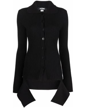 ANDREA ADAMO V-Neck-Strickwege - Schwarz