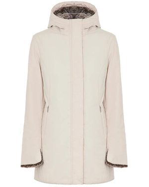 Suns Jassen ,Polyester Omkeerbare Parka Met Nep Bont Voering - Naturel