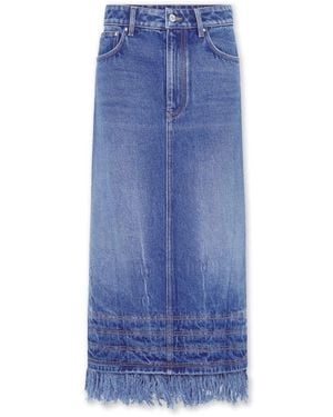 Rabanne Rokken ,Blauw ,Denim Midi Denim Rok Met Franjes