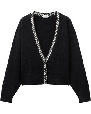 Versace Frottee-Strick-Cardigan Aus Baumwolle Mit V-Ausschnitt - Schwarz