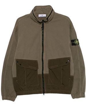 Stone Island Jassen ,Groen ,Katoen Logo-Patch Panelled Jacket