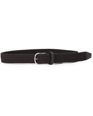 Anderson's Accessoires ,Bruin ,3,5 Cm Gevlochten Elastische Riem Met Lederen Afwerking - Zwart