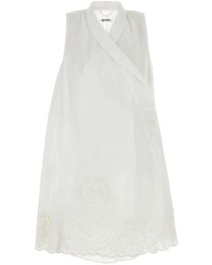 Bode Weiße Leinen Blevoir Kleid