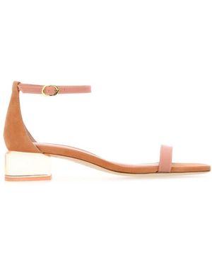 Stuart Weitzman Peach Suede Lucite Nudistcurve Sandalen - Orange