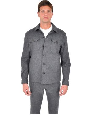 Drumohr Jassen ,Grijs ,Wol Melange Overshirt