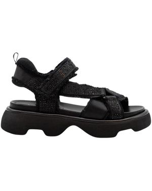 Jeannot Tj522F-Rasonero Platte Sandalen - Zwart