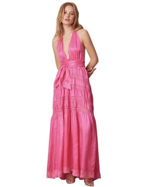 LoveShackFancy Vendima Halter Maxi Dress - Pink